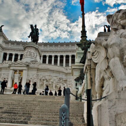 A linda vista panorâmica do Monumento Vittorio Emanuele