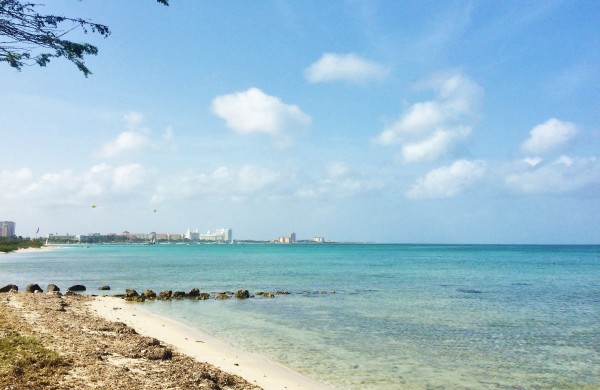Dá para ver o ponto da ilha onde fica a rede hoteleira . 